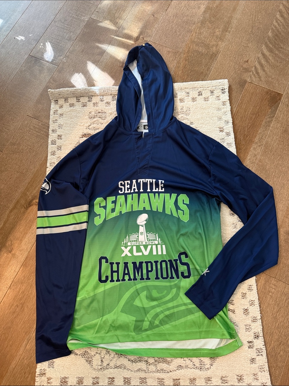 Majestic Seattle Seahawks Navy & Green Hoodie